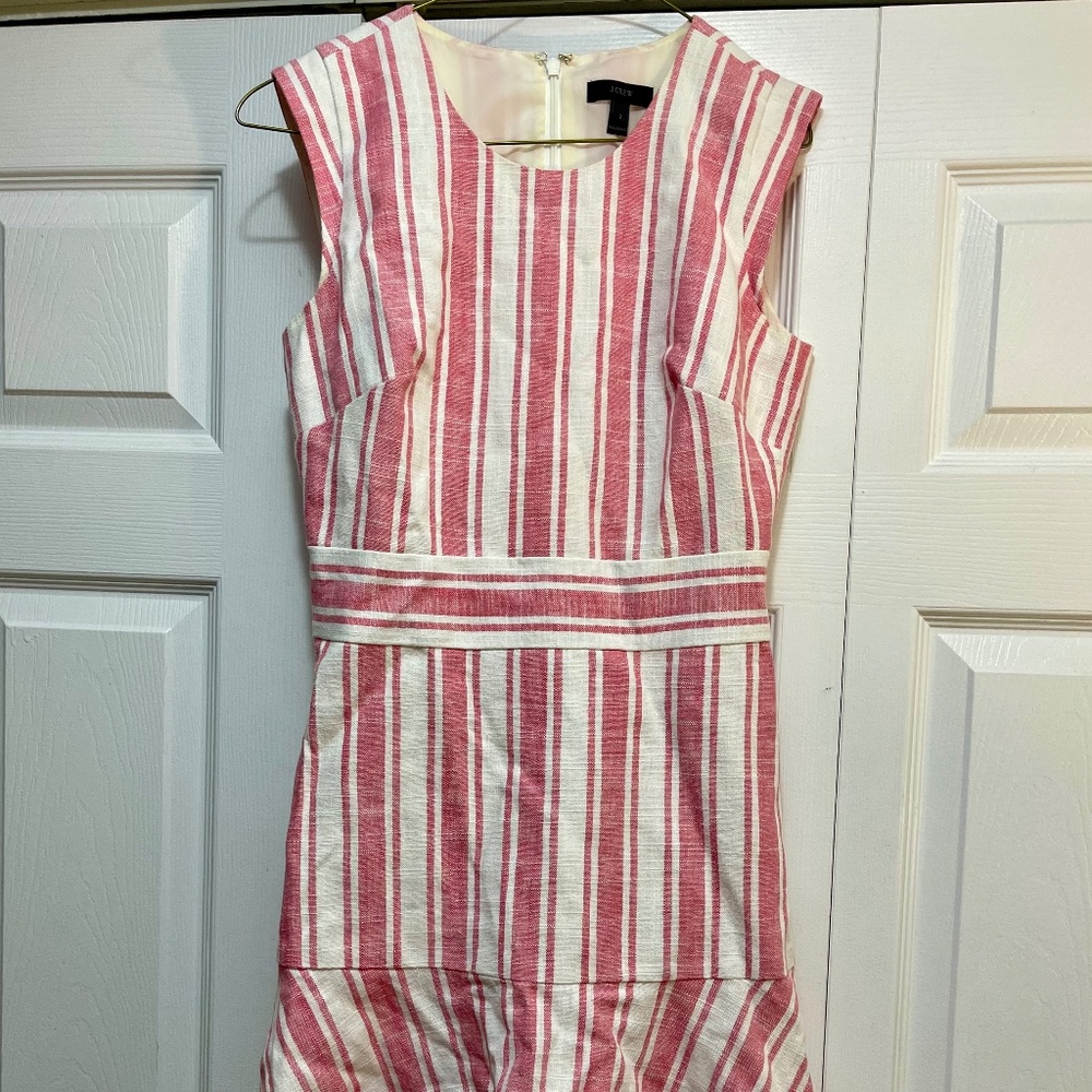 Linen striped knee length J Crew Dress